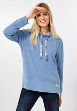 Load image into Gallery viewer, 301952- Light Blue Stand up Collar Sweatshirt - Cecil