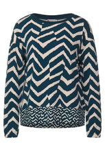 Load image into Gallery viewer, 318815- Navy/ Crean Zig-Zag Top - Street One