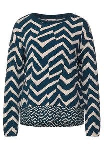 318815- Navy/ Crean Zig-Zag Top - Street One
