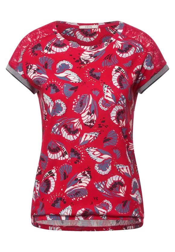 318312- Red Butterfly Print Top- Cecil