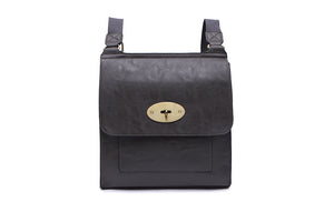 21601- Flap Over Crossbody Bag- Dark Grey