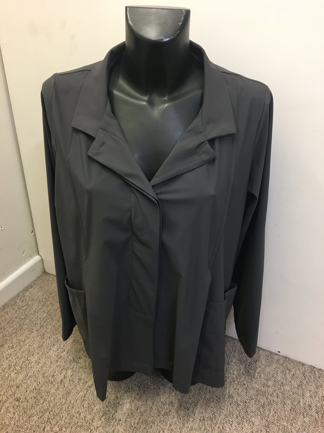 22134- Charcoal short travel fabric jacket- Naya