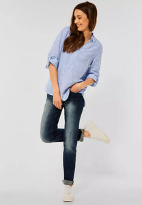 343052- Stripe Linen Shirt with Collar- Cecil