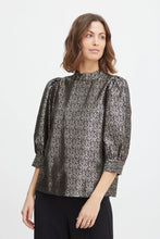 Load image into Gallery viewer, 1442- Fransa Black and Gold Print Top