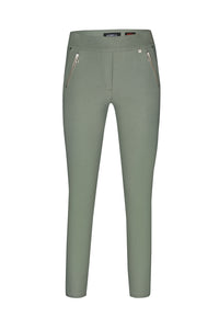 Robell Nena Zip Detail Trousers- Olive