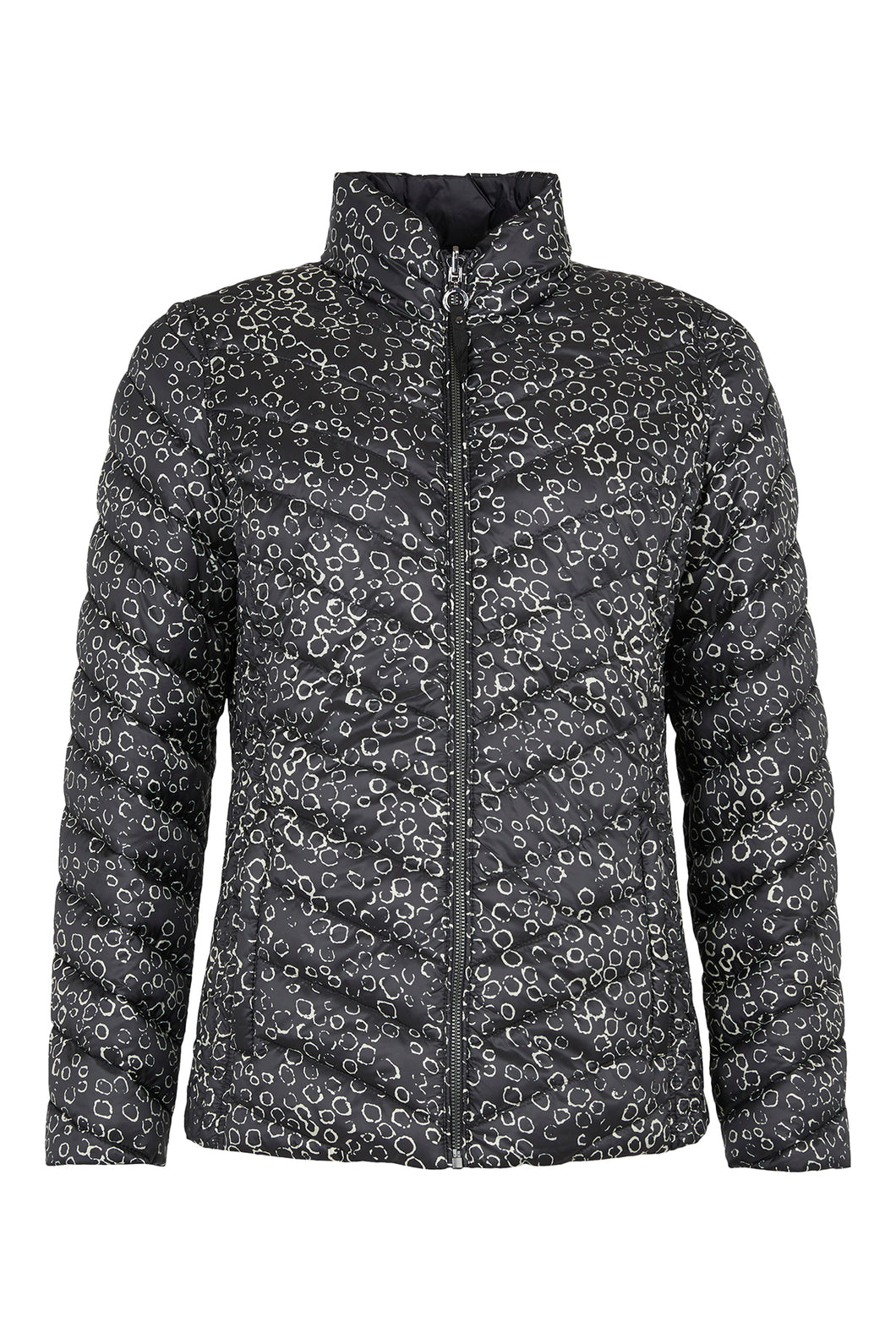 526- Black Circle Print Reversible Coat- Frandsen