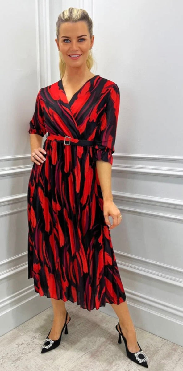 Kate & Pippa Positano MIDI Dress- Black/Red