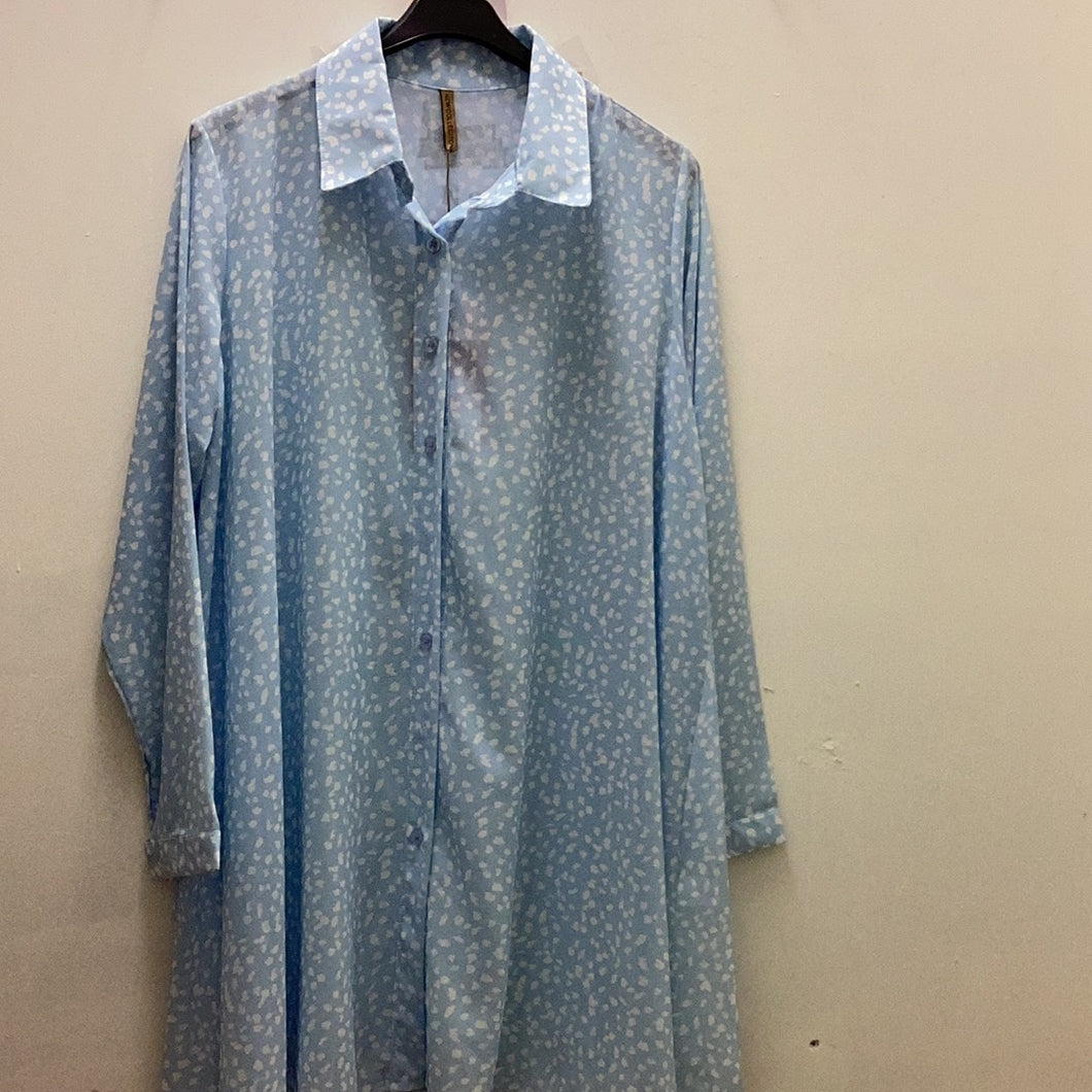 Valentyne Blue/White Mix long line Shirt