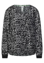Load image into Gallery viewer, 343604- Black Printed V-neck Blouse - Street One
