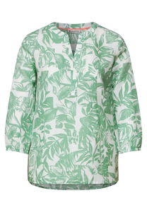 343767- Leafy Green Print Linen Blouse - Street One