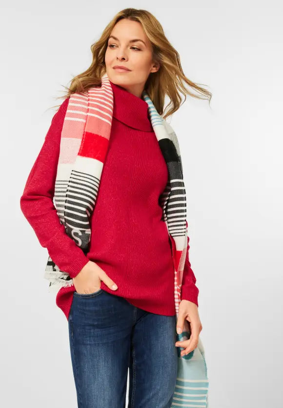 302175- Red Polo Neck Knit Jumper - Cecil