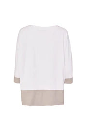 22141- Naya T-shirt w/ contrast Hem - Stone/White