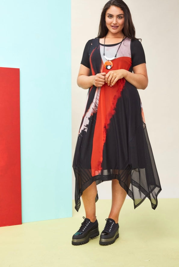 ORS22110 Ora Mesh Print Dress