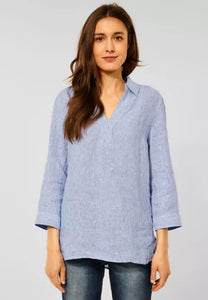 343052- Stripe Linen Shirt with Collar- Cecil