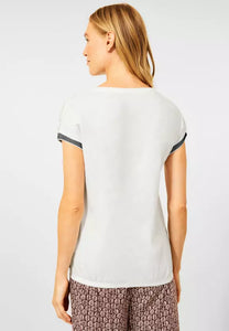 318311- White Mesh Sleeve T-Shirt- Cecil