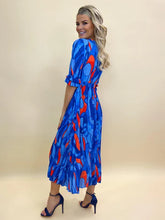 Load image into Gallery viewer, Blue/Red Positano MIDI Dress- Kate &amp; Pippa