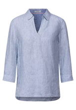 Load image into Gallery viewer, 343052- Stripe Linen Shirt with Collar- Cecil