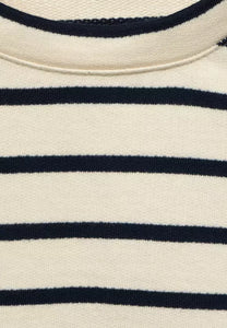 301845-Navy Stripe Short Sleeve Sweatshirt- Cecil