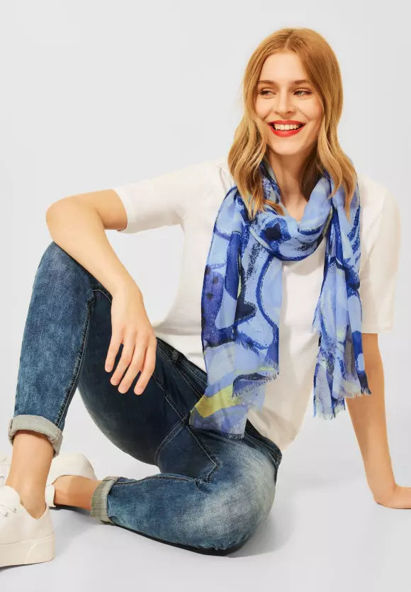 571849- Blue Marble Print Scarf - Street One