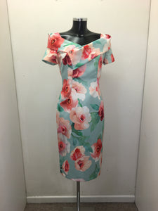 Coral/ Mint Rose Print Dress - Kate Cooper
