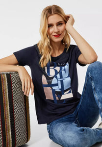 318664- Navy Print Tshirt - Street One
