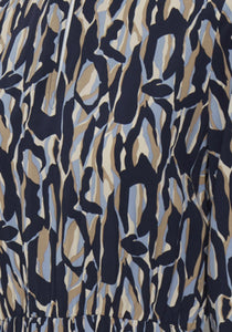 0215- Navy/Blue Print Dress - Fransa