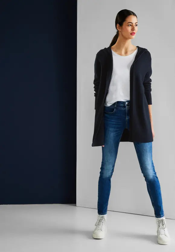 Navy top hooded cardigan