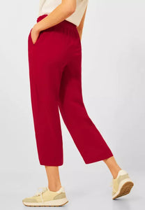375148- Red Elasticated Wide Leg Crop Trouser - Street One