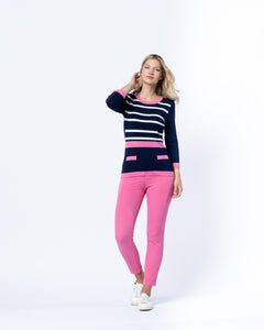 2400- 7/8 Pink Jeans - Marble