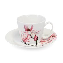 Load image into Gallery viewer, 147607- Tipperary Crystal S/2 Cup &amp; Saucer (Magnolia &amp; Sweet Pea)