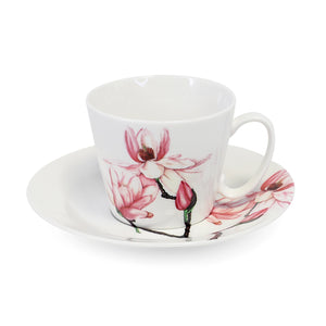 147607- Tipperary Crystal S/2 Cup & Saucer (Magnolia & Sweet Pea)