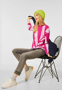317439- Pink Leaf Print Jumper - Street One
