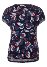 Load image into Gallery viewer, 318312- Navy Butterfly Print Top- Cecil
