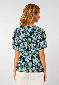 343194-Navy Floral Blouse - Cecil