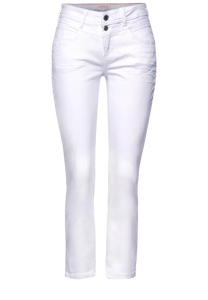 375134- White denim cropped trouser- Street One