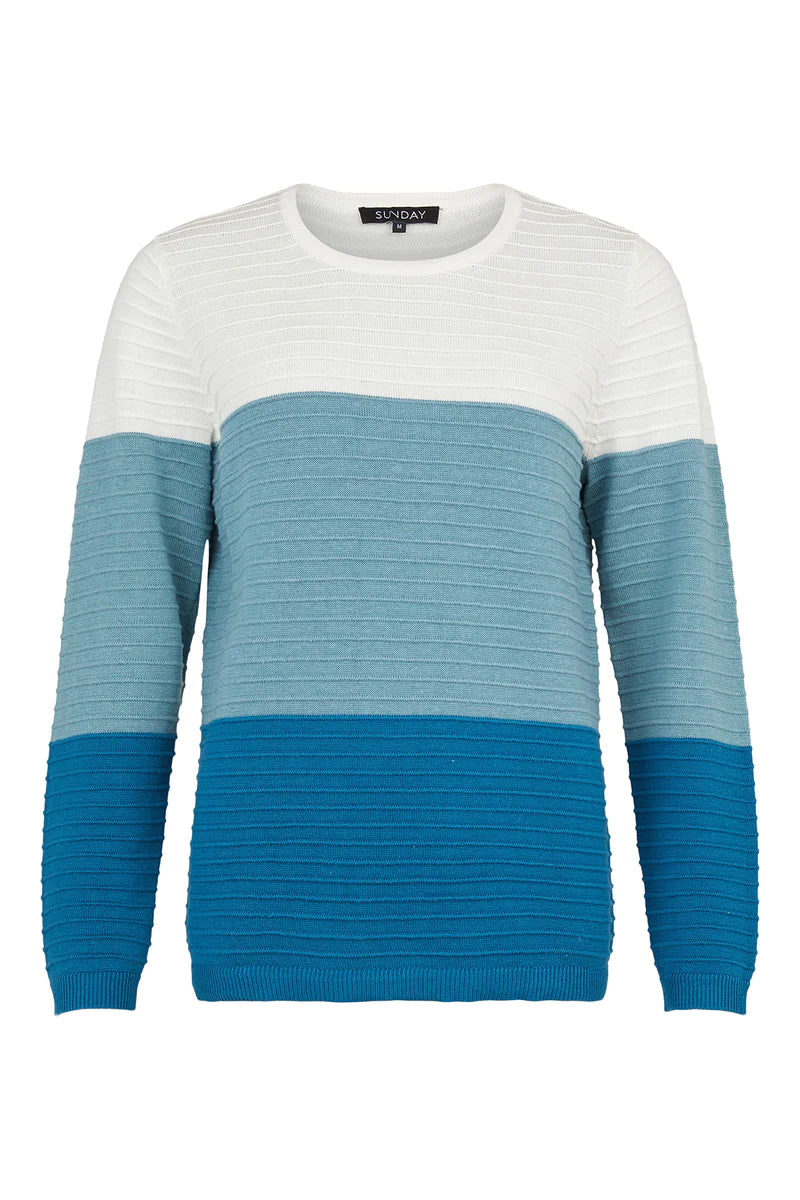 6245 Sunday Striped Knit Jumper- Blue Mix