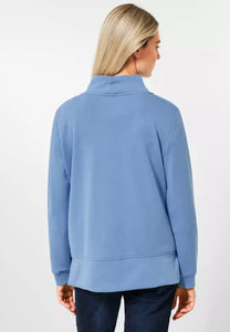 301952- Light Blue Stand up Collar Sweatshirt - Cecil