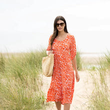 Load image into Gallery viewer, 6981- Marble Orange Print Midi Dress