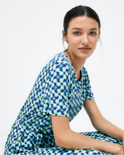 Load image into Gallery viewer, 715- Knotted Crossover Belt Midi Dress- Blue Mix- Surkana