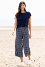 Load image into Gallery viewer, 6998- Marble Wide Leg Navy Dot Trousers