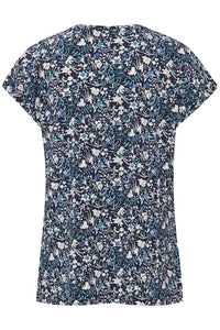 0634- Blue Floral Print Tshirt - Fransa