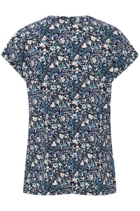 0634- Blue Floral Print Tshirt - Fransa