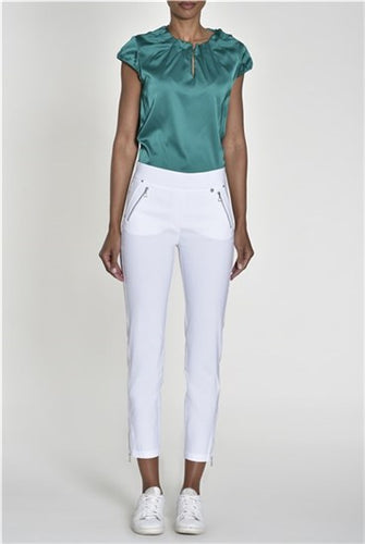 Robell Nena Zip Detail Trousers- White