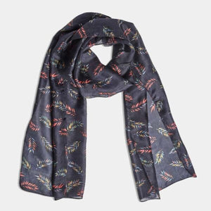 Plume Navy Silk Scarf -Quintessential