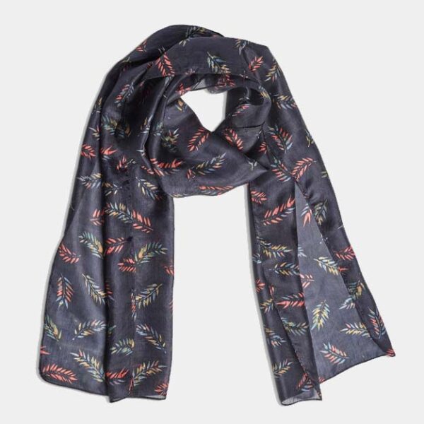 Plume Navy Silk Scarf -Quintessential