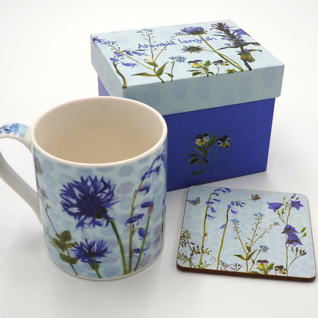 Annabel Langrish 'The Blues' Wildflowers Mug & Coaster Set
