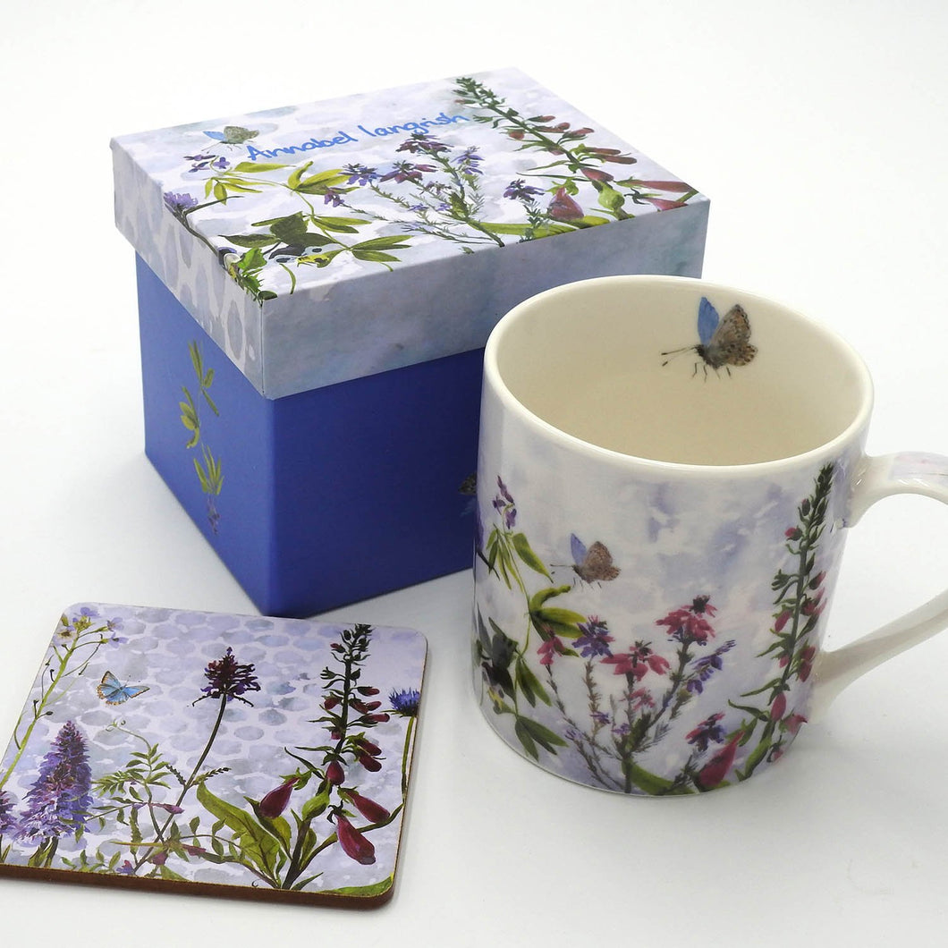 Annabel Langrish 'The Purples' Wildflowers Mug & Coaster Set