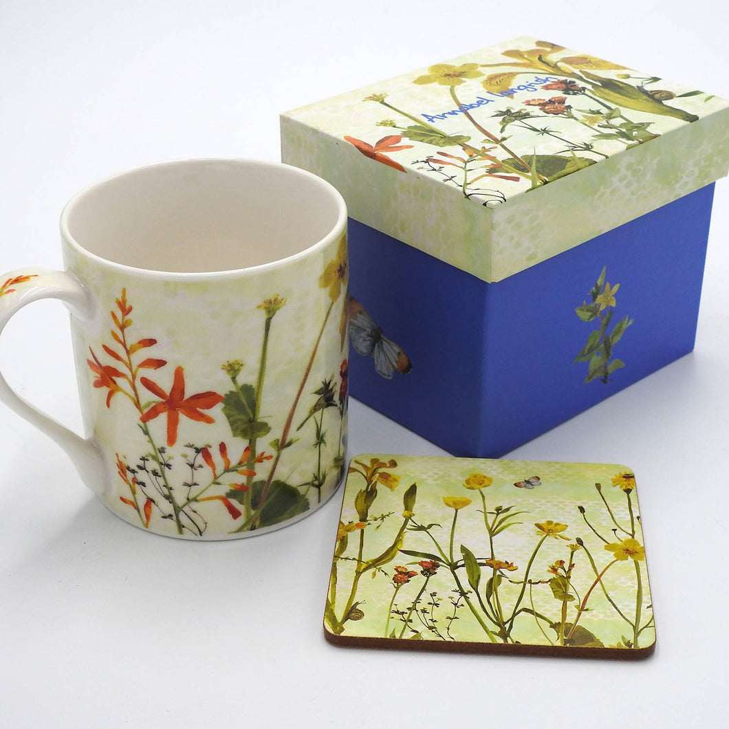 Annabel Langrish 'The Yellows' Wildflowers Mug & Coaster Set
